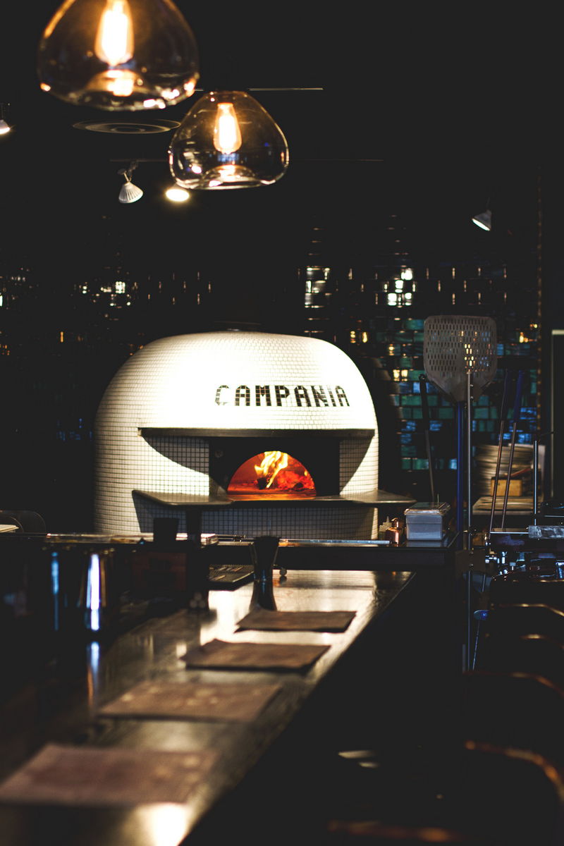 Wood-fired oven at Campania Alpharetta